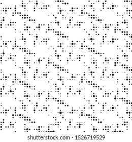 Abstract grunge grid polka dot halftone background pattern. Spotted black and white vector line illustration