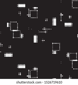 Abstract grunge grid polka dot halftone background pattern. Spotted black and white vector line illustration