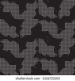Abstract grunge grid polka dot halftone background pattern. Spotted black and white vector line illustration