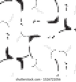 Abstract grunge grid polka dot halftone background pattern. Spotted black and white vector line illustration
