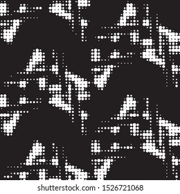 Abstract grunge grid polka dot halftone background pattern. Spotted black and white vector line illustration