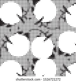 Abstract grunge grid polka dot halftone background pattern. Spotted black and white vector line illustration