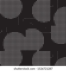 Abstract grunge grid polka dot halftone background pattern. Spotted black and white vector line illustration
