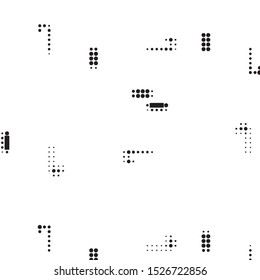 Abstract grunge grid polka dot halftone background pattern. Spotted black and white vector line illustration