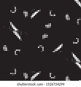 Abstract grunge grid polka dot halftone background pattern. Spotted black and white vector line illustration