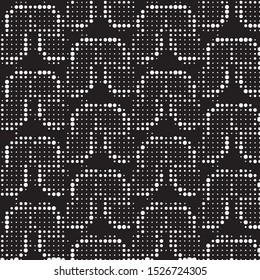 Abstract grunge grid polka dot halftone background pattern. Spotted black and white vector line illustration