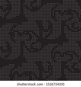 Abstract grunge grid polka dot halftone background pattern. Spotted black and white vector line illustration