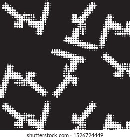 Abstract grunge grid polka dot halftone background pattern. Spotted black and white vector line illustration