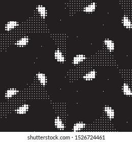 Abstract grunge grid polka dot halftone background pattern. Spotted black and white vector line illustration