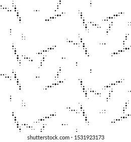 Abstract grunge grid polka dot halftone background pattern. Spotted black and white vector line illustration