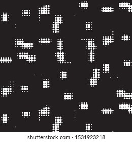 Abstract grunge grid polka dot halftone background pattern. Spotted black and white vector line illustration