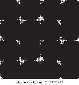 Abstract grunge grid polka dot halftone background pattern. Spotted black and white vector line illustration