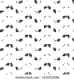 Abstract grunge grid polka dot halftone background pattern. Spotted black and white vector line illustration