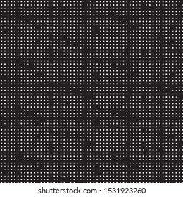 Abstract grunge grid polka dot halftone background pattern. Spotted black and white vector line illustration