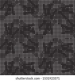 Abstract grunge grid polka dot halftone background pattern. Spotted black and white vector line illustration