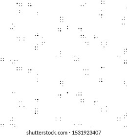 Abstract grunge grid polka dot halftone background pattern. Spotted black and white vector line illustration