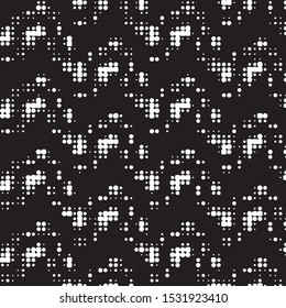 Abstract grunge grid polka dot halftone background pattern. Spotted black and white vector line illustration