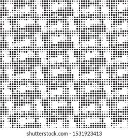 Abstract grunge grid polka dot halftone background pattern. Spotted black and white vector line illustration