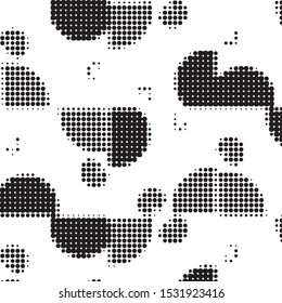 Abstract grunge grid polka dot halftone background pattern. Spotted black and white vector line illustration