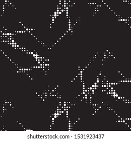Abstract grunge grid polka dot halftone background pattern. Spotted black and white vector line illustration