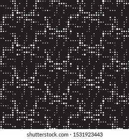 Abstract grunge grid polka dot halftone background pattern. Spotted black and white vector line illustration