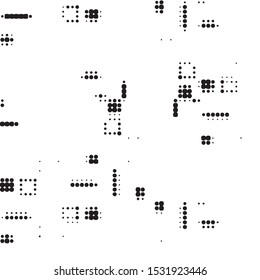 Abstract grunge grid polka dot halftone background pattern. Spotted black and white vector line illustration