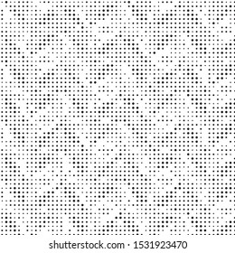 Abstract grunge grid polka dot halftone background pattern. Spotted black and white vector line illustration
