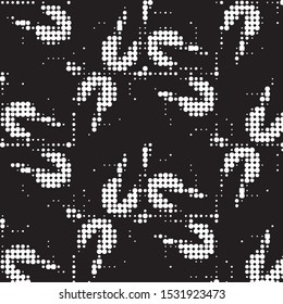 Abstract grunge grid polka dot halftone background pattern. Spotted black and white vector line illustration