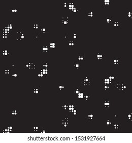 Abstract grunge grid polka dot halftone background pattern. Spotted black and white vector line illustration