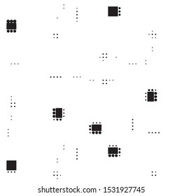 Abstract grunge grid polka dot halftone background pattern. Spotted black and white vector line illustration