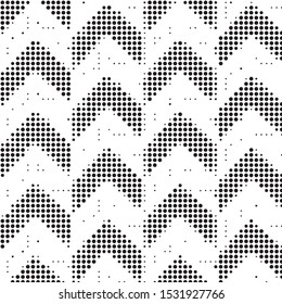 Abstract grunge grid polka dot halftone background pattern. Spotted black and white vector line illustration