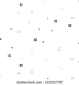 Abstract grunge grid polka dot halftone background pattern. Spotted black and white vector line illustration