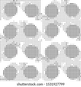 Abstract grunge grid polka dot halftone background pattern. Spotted black and white vector line illustration