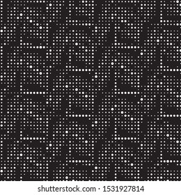 Abstract grunge grid polka dot halftone background pattern. Spotted black and white vector line illustration