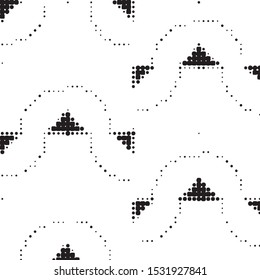 Abstract grunge grid polka dot halftone background pattern. Spotted black and white vector line illustration