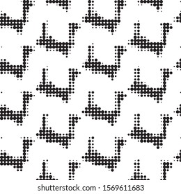 Abstract grunge grid polka dot halftone background pattern. Spotted black and white vector line illustration
