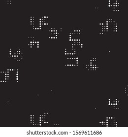 Abstract grunge grid polka dot halftone background pattern. Spotted black and white vector line illustration
