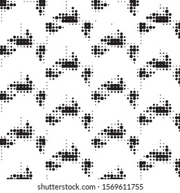 Abstract grunge grid polka dot halftone background pattern. Spotted black and white vector line illustration