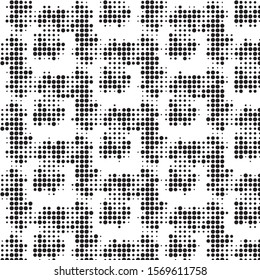 Abstract grunge grid polka dot halftone background pattern. Spotted black and white vector line illustration