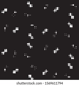 Abstract grunge grid polka dot halftone background pattern. Spotted black and white vector line illustration