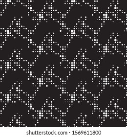 Abstract grunge grid polka dot halftone background pattern. Spotted black and white vector line illustration