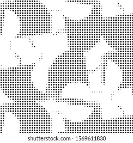Abstract grunge grid polka dot halftone background pattern. Spotted black and white vector line illustration