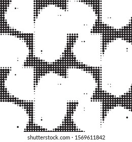 Abstract grunge grid polka dot halftone background pattern. Spotted black and white vector line illustration