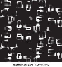 Abstract grunge grid polka dot halftone background pattern. Spotted black and white vector line illustration