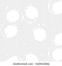 Abstract grunge grid polka dot halftone background pattern. Spotted black and white vector line illustration