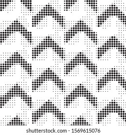 Abstract grunge grid polka dot halftone background pattern. Spotted black and white vector line illustration