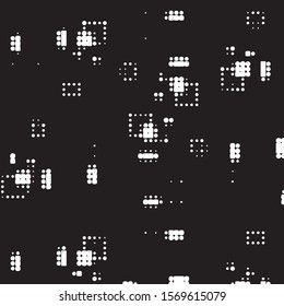 Abstract grunge grid polka dot halftone background pattern. Spotted black and white vector line illustration