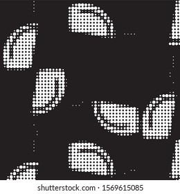 Abstract grunge grid polka dot halftone background pattern. Spotted black and white vector line illustration