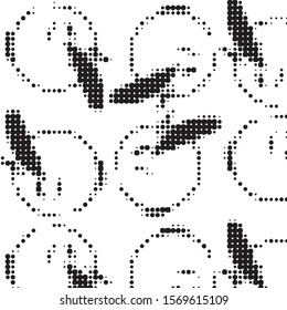 Abstract grunge grid polka dot halftone background pattern. Spotted black and white vector line illustration