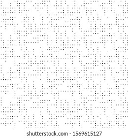 Abstract grunge grid polka dot halftone background pattern. Spotted black and white vector line illustration